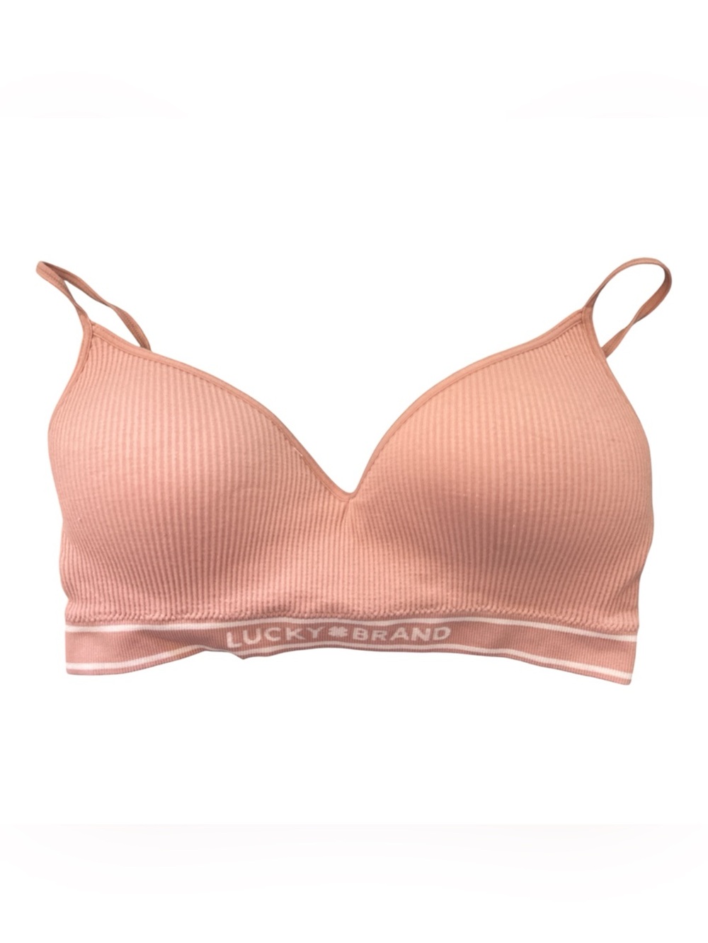 Lucky Brand Ribbed Wireless Bralette Bra Pink Blush Size 36C